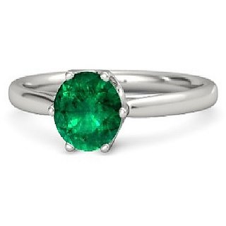                       CEYLONMINE Natural panna silver ring original & lab certified gemstone Emerald silver ring for astrological purpose                                              