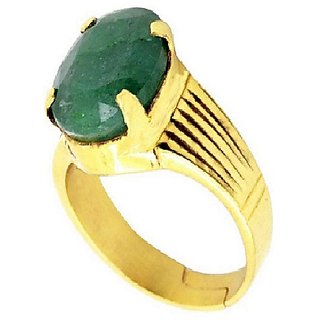                       CEYLONMINE Natural Panna gold plated ring lab certified & original gemstone Emerald ring for women & men                                              
