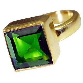                       CEYLONMINE Natural Panna gold plated ring lab certified & original gemstone Emerald ring for women & men                                              