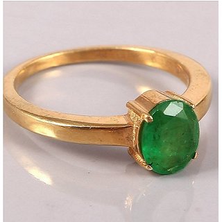                       CEYLONMINE Panna ring natural & original gemstone Emerald gold plated ring for unisex                                              