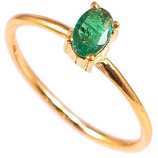                       CEYLONMINE Emerald stone ring original & certified gemstone gold plated panna ring for women & men                                              