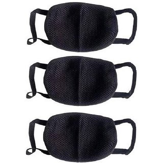 Samm and Moody Washable Anti-Pollution Dust Cotton Unisex Mouth Half Face Mask ( Black 3 PCs)