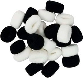 UC Collecteion Soft Cotton wool Hair Rubber Bands ( BlackWhite ,24 pieces)