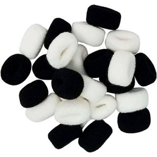 UC Collecteion Soft Cotton wool Hair Rubber Bands ( BlackWhite ,24 pieces)
