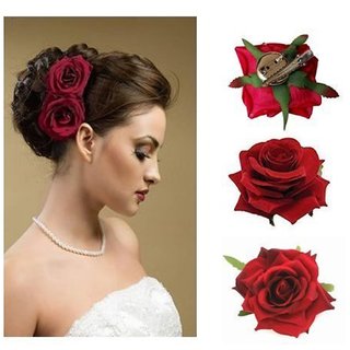 Buy UC Collection Party Wear Rose Hair Clips For Girls And Women (2 pcs.  Red Roses) Online - Get 42% Off