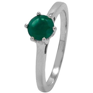                       CEYLONMINE  5.25 ratti green Emerald silver ring original & natural panna gemstone for women & men                                              
