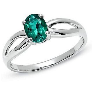                      CEYLONMINE natural panna silver ring 5.25 ratti emerald gemstone unheated green panna for unisex                                              