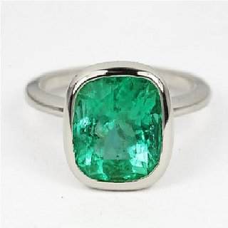                       CEYLONMINE 5.25 ratti Emerald stone ring original & unheated gemstone panna silver ring for women & men                                              