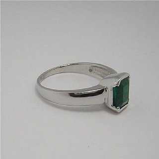                       CEYLONMINE natural panna silver ring 5.25 ratti emerald gemstone unheated green panna for unisex                                              