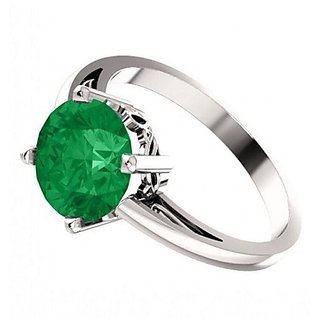                       CEYLONMINE original panna silver ring natural & original 5.25 ratti Emerald stone ring for women & men                                              