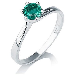                      CEYLONMINE green panna silver ring natural & unheated gemstone 5.25 ratti Emerald stone ring for astrological purpose                                              