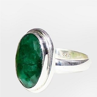                       CEYLONMINE 5.25 ratti Emerald stone ring natural & original gemstone panna silver ring for astrological purpose                                              