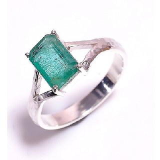                       CEYLONMINE  5.25 ratti Emerald stone ring original & certified gemstone silver panna ring for women & men                                              