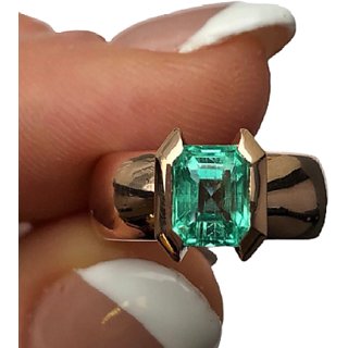                       CEYLONMINE Natural 5.25 ratti Emerald stone ring original & certified stone panna ring for unisex                                              