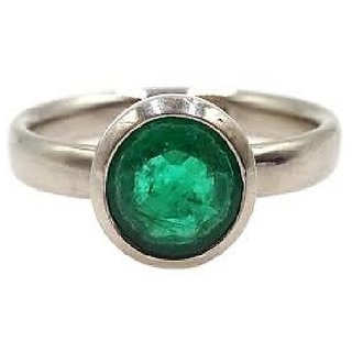                       CEYLONMINE 5.25 ratti Emerald silver ring natural & certified gemstone panna ring for women & men                                              