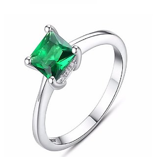                       CEYLONMINE  5.25 ratti Emerald stone ring original & certified gemstone silver panna ring for women & men                                              