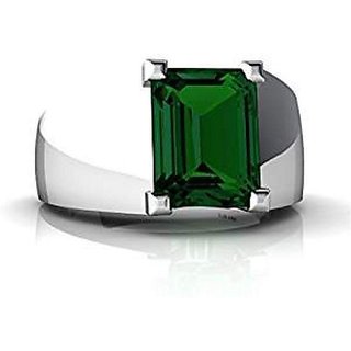                       CEYLONMINE 5.25 ratti Emerald stone ring original & certified gemstone silver panna ring for women & men                                              