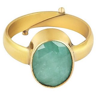                       CEYLONMINE 5.25 ratti Emerald stone gold plated ring natural & original panna gemstone for  men & women                                              