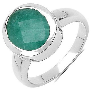                       CEYLONMINE  Natural Emerald stone ring original & unheated gemstone panna silver ring 5.25 ratti for unisec                                              