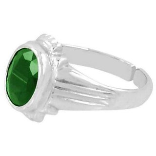                       CEYLONMINE  5.25 ratti green Emerald silver ring original & natural panna gemstone for women & men                                              