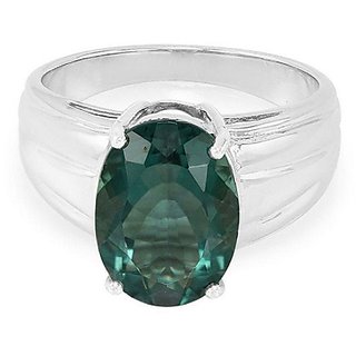                       CEYLONMINE green panna silver ring natural & unheated gemstone 5.25 ratti Emerald stone ring for astrological purpose                                              