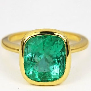                       CEYLONMINE 5.25 ratti Emerald stone gold plated ring original & unheated gemstone panna ring for astrological purpose                                              