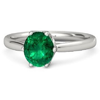                      CEYLONMINE original & unheated gemstone 5.25 ratti Emerald silver ring natural stone panna ring for unisex                                              