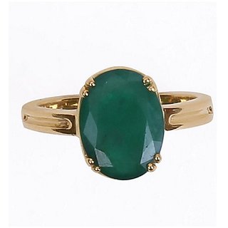                       CEYLONMINE Panna ring natural & original gemstone 5.25 ratti Emerald gold plated ring for unisex                                              
