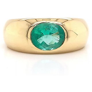                       CEYLONMINE  5.25 ratti Emerald stone ring original & certified gemstone gold plated panna ring for women & men                                              