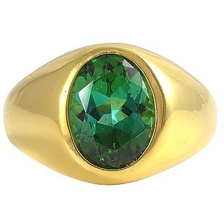                       CEYLONMINE  5.25 ratti green Emerald gold plated ring original  natural panna gemstone for women  men                                              