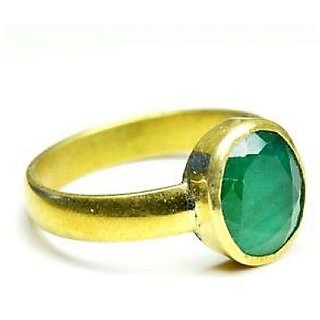                       CEYLONMINE  Natural Emerald stone ring original & unheated gemstone panna gold plated ring 5.25 ratti for unisec                                              
