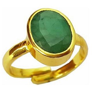                       CEYLONMINE  5.25 ratti green Emerald gold plated ring original  natural panna gemstone for women  men                                              