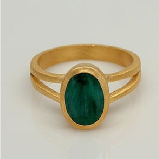                       CEYLONMINE 5.25 ratti Emerald stone gold plated ring natural  original panna gemstone for  men  women                                              