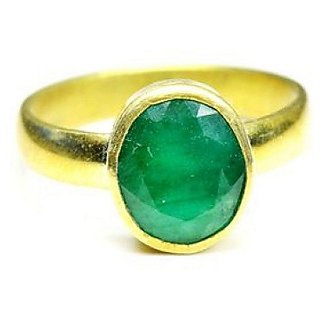                       CEYLONMINE original & unheated gemstone 5.25 ratti Emerald gold plated ring natural stone panna ring for unisex                                              