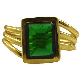                       CEYLONMINE 5.25 ratti Emerald stone gold plated ring original & unheated gemstone panna ring for astrological purpose                                              