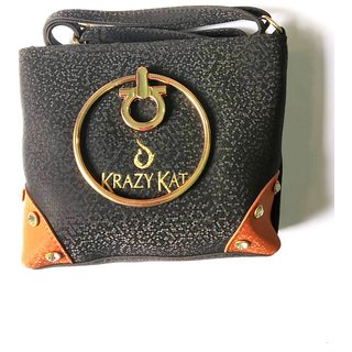 Krazy Kat Women Sling cum Hand Bag Black