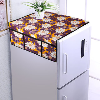 ARADENT Water & Dust Proof Fridge Top Cover with 6 Utility Pockets and Longer Size(Size 46X21 Inches, Purple)