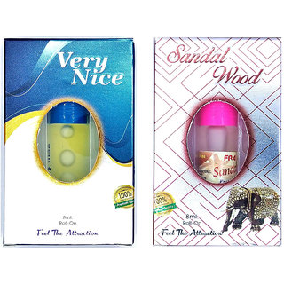 Raviour Lifestyle  Very NiceAttar and Sandal Wood Floral Roll on Attar Each 8ml Combo Pack