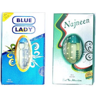 Raviour Lifestyle  Blue LadyAttar and Nazneen Floral Roll on Attar Each 8ml Combo Pack