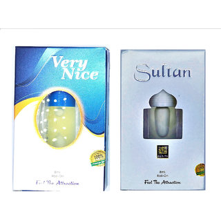 Raviour Lifestyle  Sultan Attar and Very Nice Floral Roll on Attar Each 8ml Combo Pack