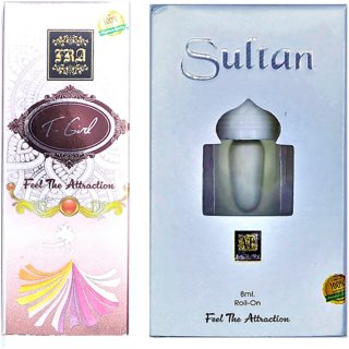 Raviour Lifestyle  Sultan Attar and T Girl Floral Roll on Attar Each 8ml Combo Pack