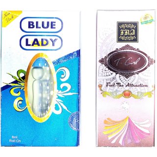 Raviour Lifestyle  T Girl Attar and Blue Lady Floral Roll on Attar Each 8ml Combo Pack