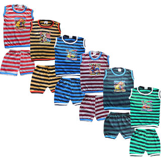 Jisha Fashion Sleeveless Tshirt Chaddi Set ( Pack of 6)
