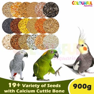COLOURFUL AQUARIUM - Natural  Healthy Birds Food for Parrots, Conure and Cockatiel  Daily Birds Food Seed Mix (900g)