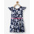 Powderfly Girl's Cotton Blue Round Neck Floral Printed Party Dress