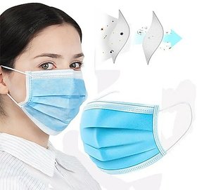 Indulge.Best 3 PLY Surgical Disposable Face Mask Air-Purifying Respirator - Blue (Pack of 5)
