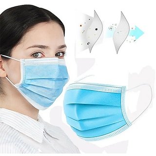 Indulge.Best 3 PLY Surgical Disposable Face Mask Air-Purifying Respirator - Blue (Pack of 5)