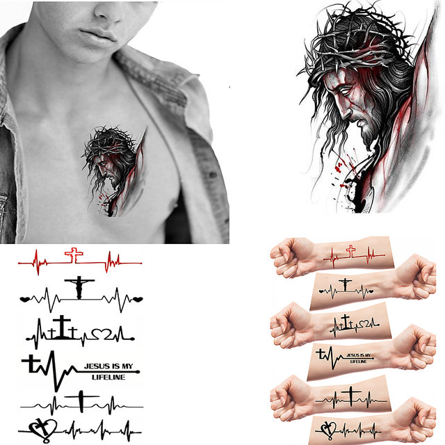 Jesus is my lifeline tattoo Temporary Tattoo Waterproof For Girls Men Women
