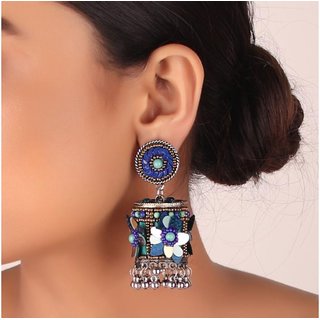                       The Ecstasy Flower Earring in shades of Blue                                              