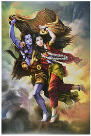 Shiv Parvati Painting Art Texture Coated Print Poster Big Without Frame (24 X 36 Inches)